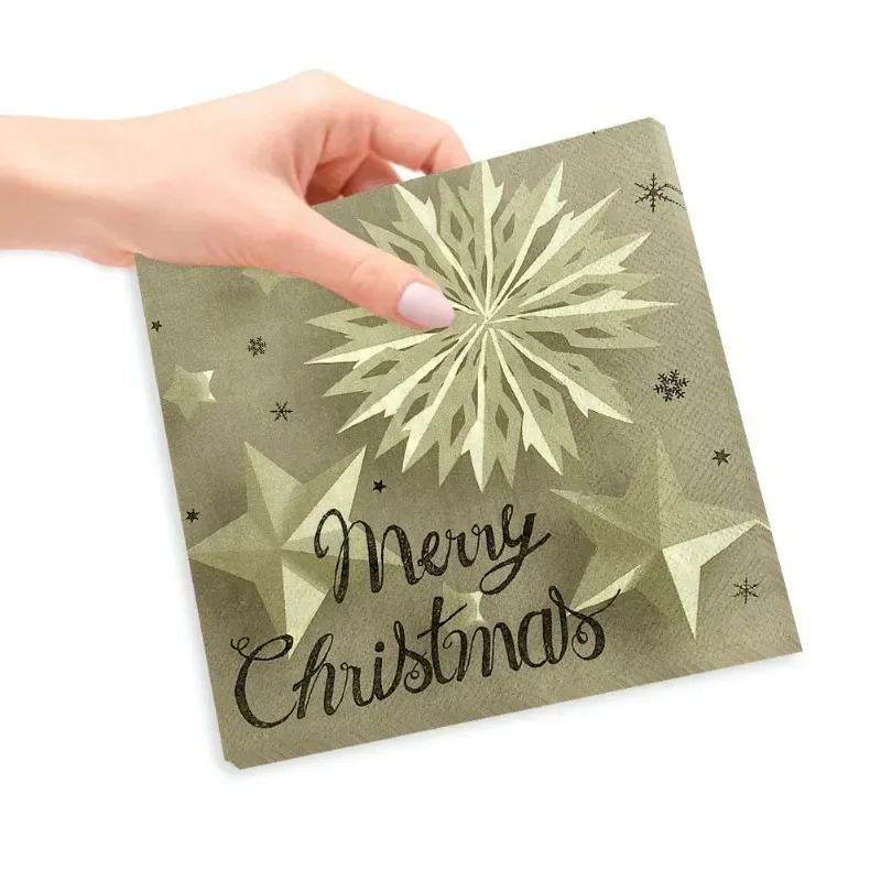 10/20pcs Christmas Series Snowflake Star Printed Napkins Christmas Party Table Decoration Paper Placemats Butterfly Bart Paper