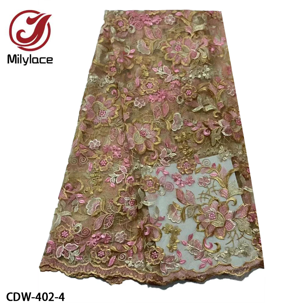 Hot Selling French Tulle Lace Fabric 2021 High Quality Embroidery Net Materials 5 Yards Nigerian Lace Fabric for Dress CDW-402