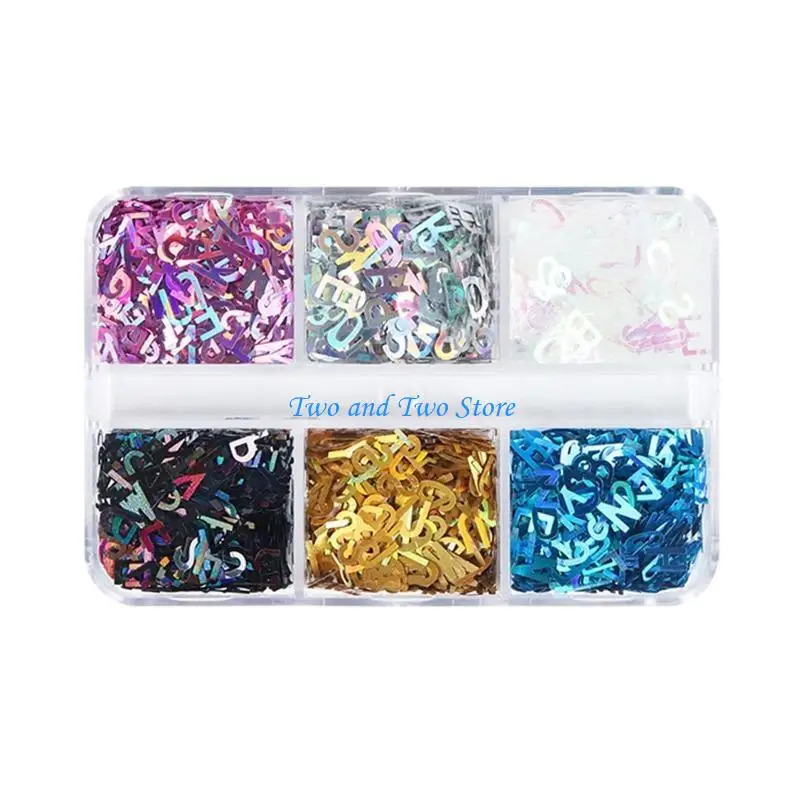 HX6F English Letters Glitter Sequins Flakes Resin UV Epoxy Mold Fillings Art Decorations DIY Crafts Jewelry Making