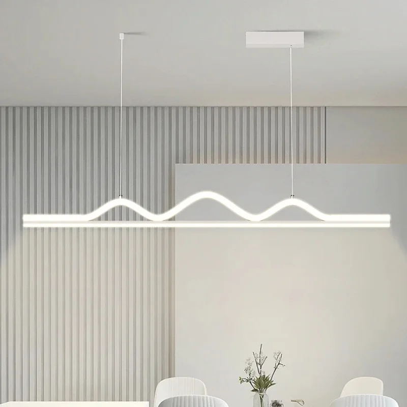 

Modern Dining Room LED Long Wave Pendant Light Dining table Living Room Kitchen Home Decor Hanging Lamp Indoor Lighting Fixture