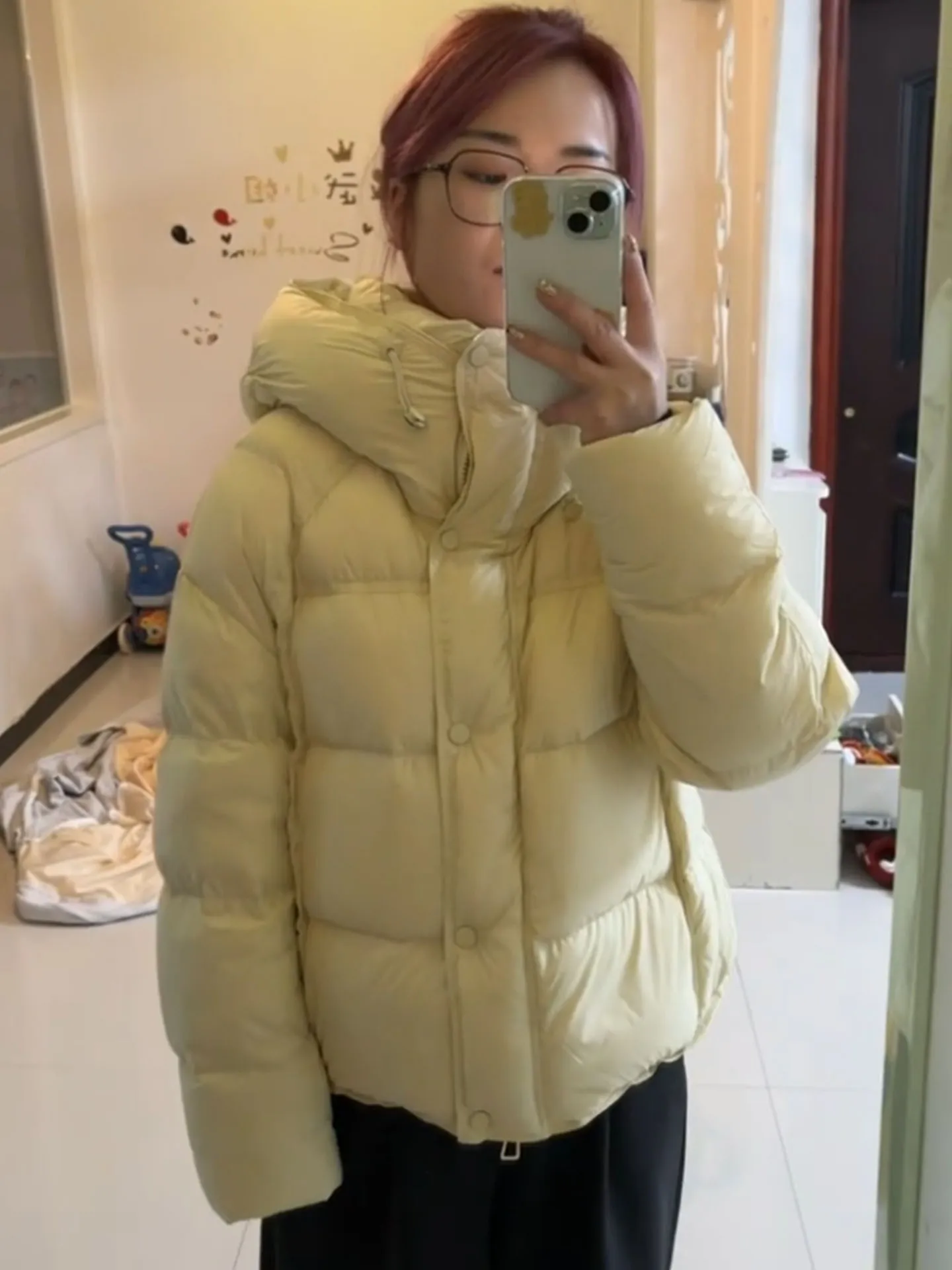Premium ort puffer jaet feminino quente pão amarelo sle du casaco coreano sle solto ajuste cintura alta fechamento com zíper