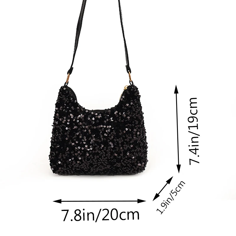 New Women's Korean Fashion Bag with Sequin Decoration, Versatile Square Shoulder Purse, Trendy Small Handbag for Daily Wear