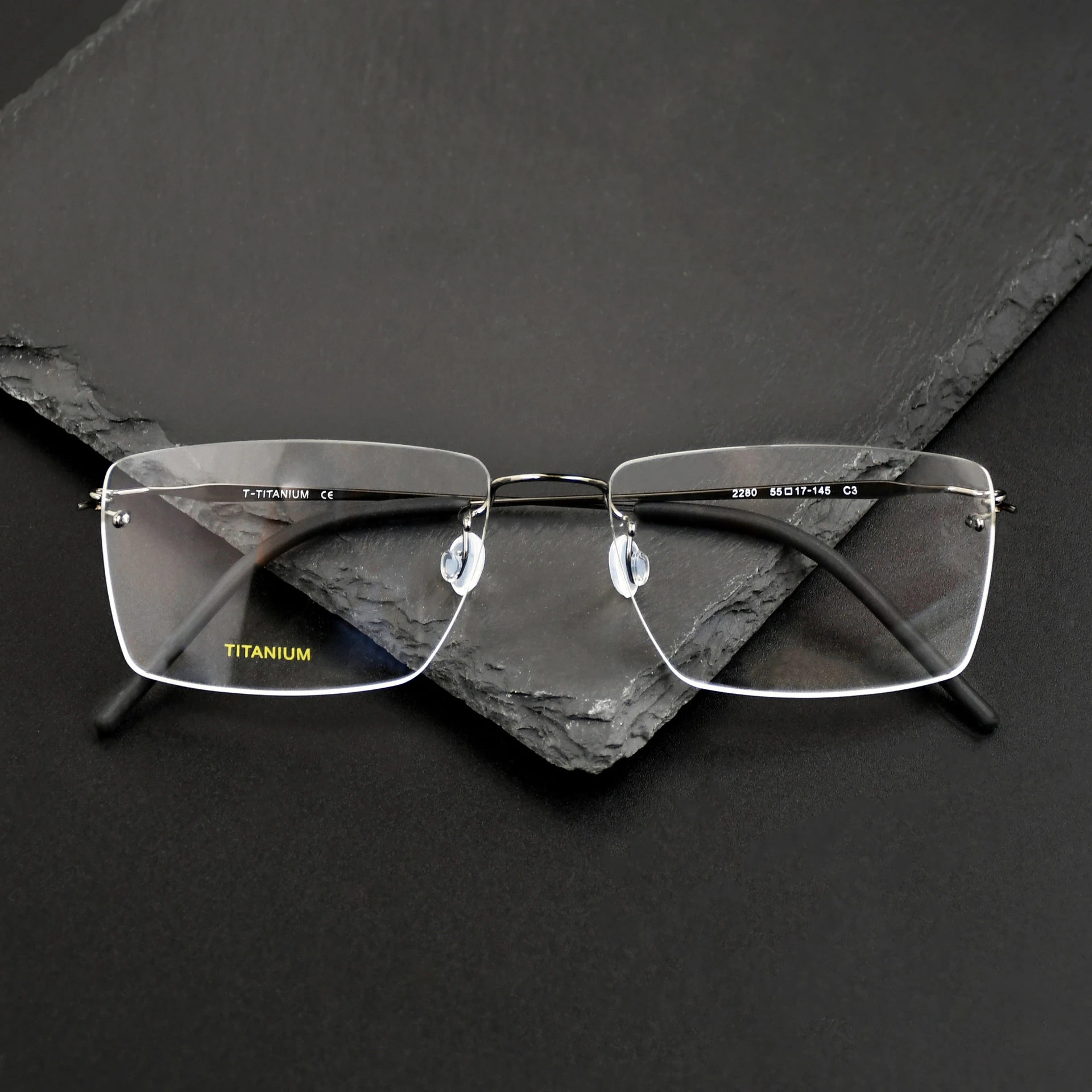 

Screwless Eyewear Business Square Rimless Glasses for Men and Women Frameless Rectangle Eyeglasses Frame