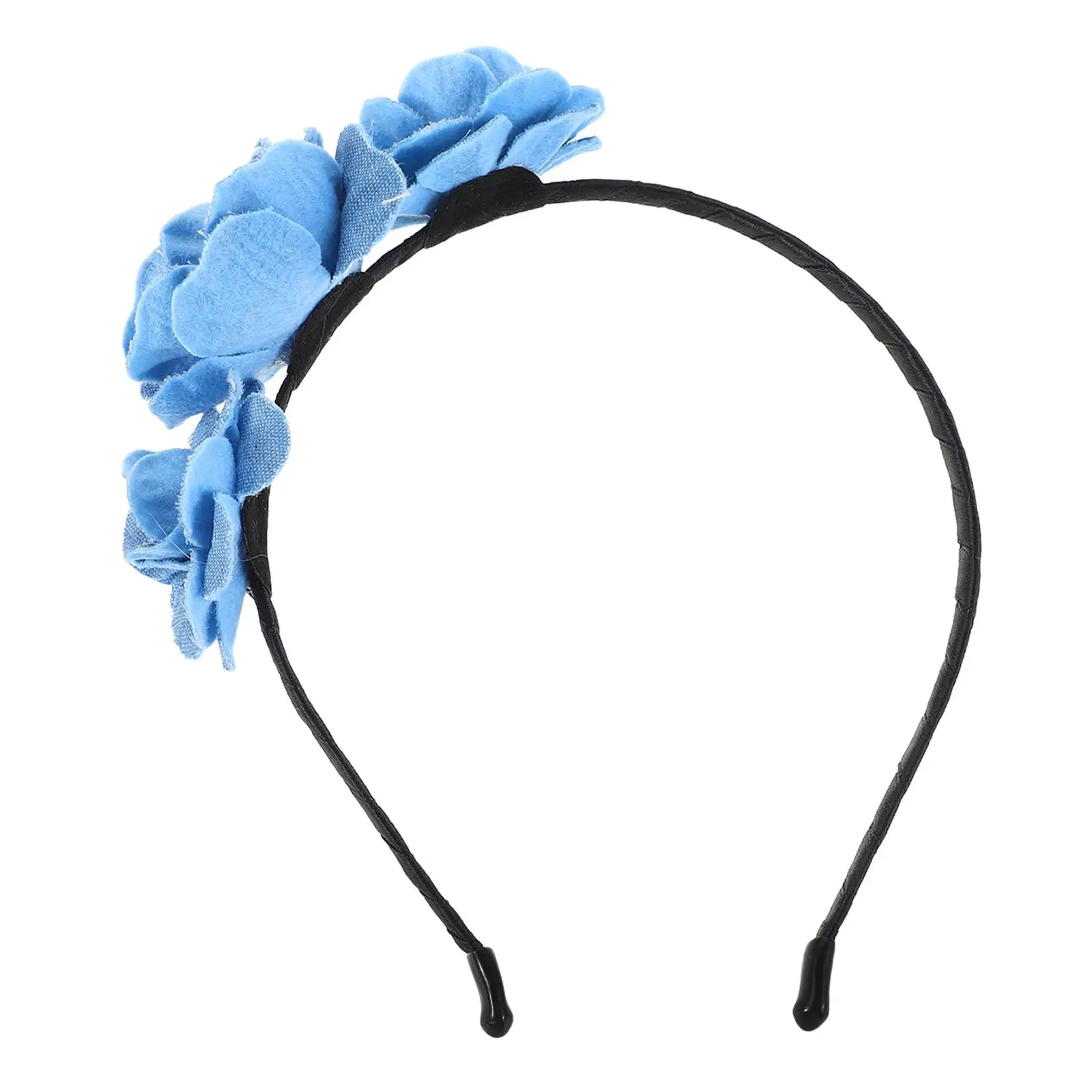 

Blue Rose Headband Floral Hair Accessories Vintage Design Heightened Crown Comfortable Material Face Washing Denim Flower