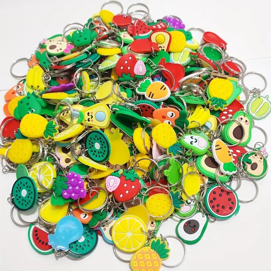 1/5/10/20/50/100pcs Bulk Fruit Keychains Suitable for School Prizes, Birthday Party Favors, & s - Banana, Watermelon, Strawberry