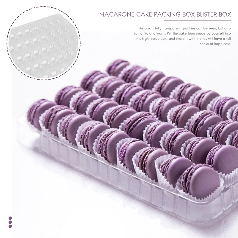 【FQYL】Clear PET Closeable French Macaron Storage Trays - Holds 50 Macarons Per Set - Pack of 4Sets