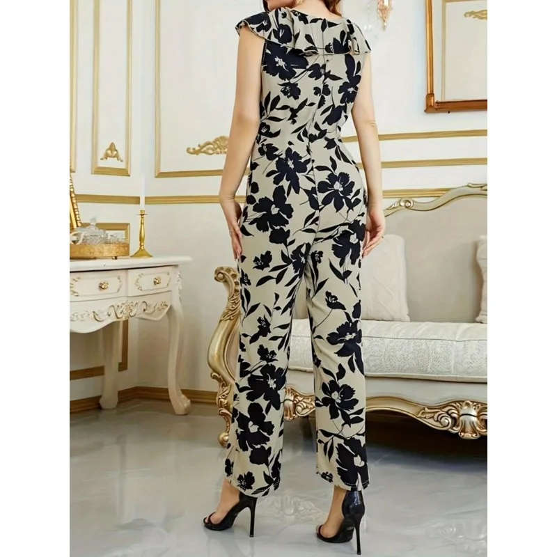 Moda femminile europea e americana Nuova tuta stampata Moda donna senza manicheV Tuta intera alla moda