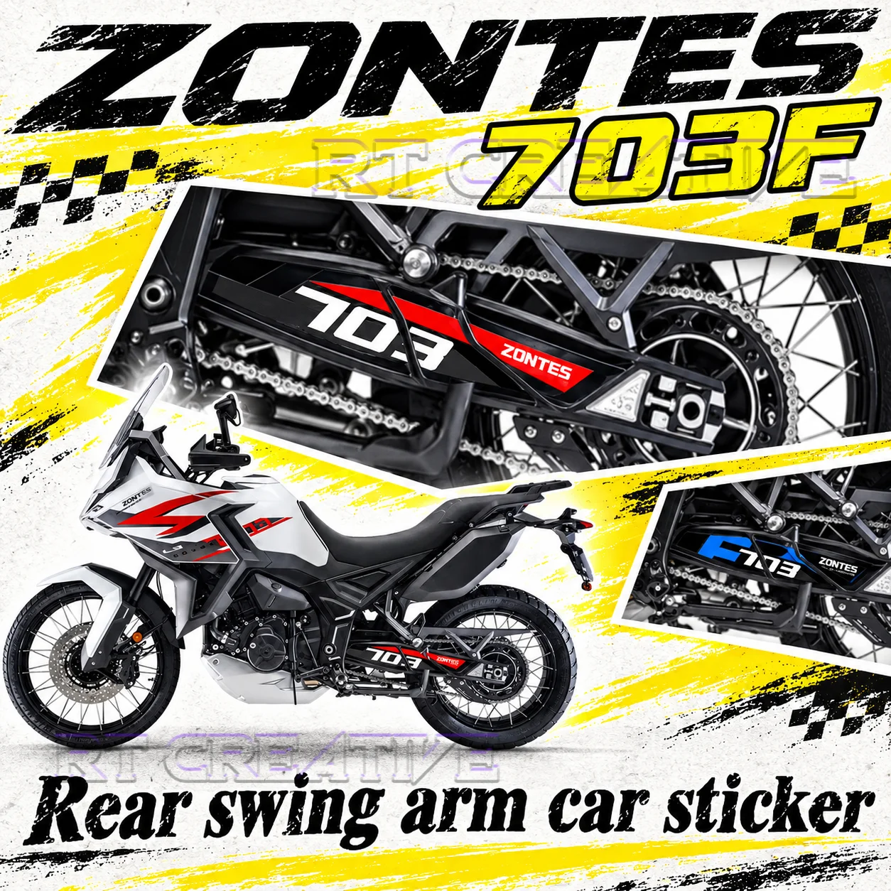 Motorbike Rear Swingarm Vinyl Graphics Waterproof Sunscreen Decal Flower Prints Accessories Fit ZONTES 703F