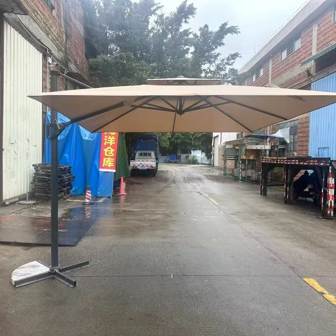 Outdoor Parasol Garden Umbrella With Light Solar LED Light Bar Outdoor Terrace Garden Umbrella Four Corner Roman Umbrella
