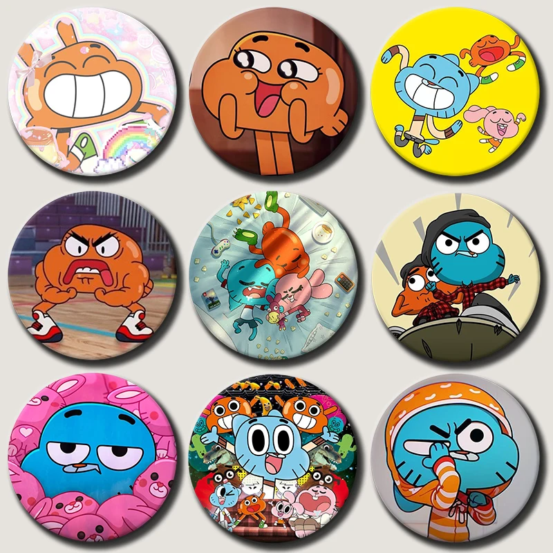 

Cartoon Amazing World Gumball Soft Button Pin Kawaii Darwin and Anais Brooch Anime Badge for Backpack Clothes Decor Fashion Gift