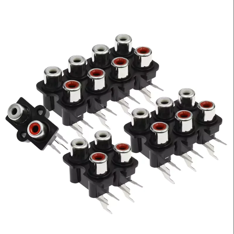 5PCS RCA Female Stereo Audio Jack 2/4/6/8 Hole AV Audio Input Socket Connector Lotus Row Amplifier Interface Signal Connection