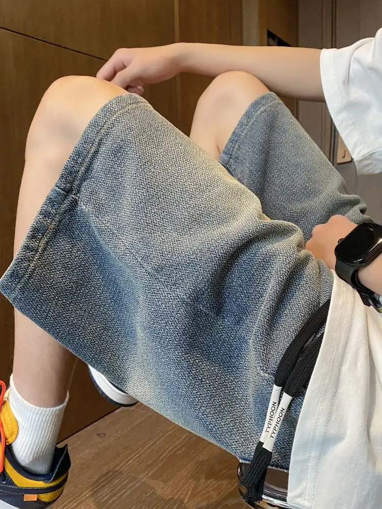 

Summer Thin Casual Men's Denim orts Loose Straight Leg Five-Point Waed American Retro orts Youth Trend Wear Resistant