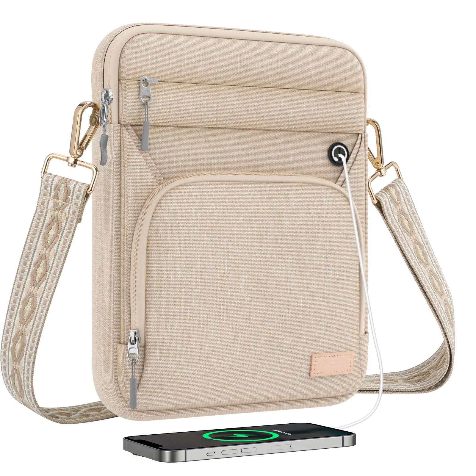 9-11 Inch Tablet Sleeve Bag,for iPad Air M3, iPad A16 2025,iPad 10/9/8/7th, Multifunctional Bag with Shoulder and Headphone Port