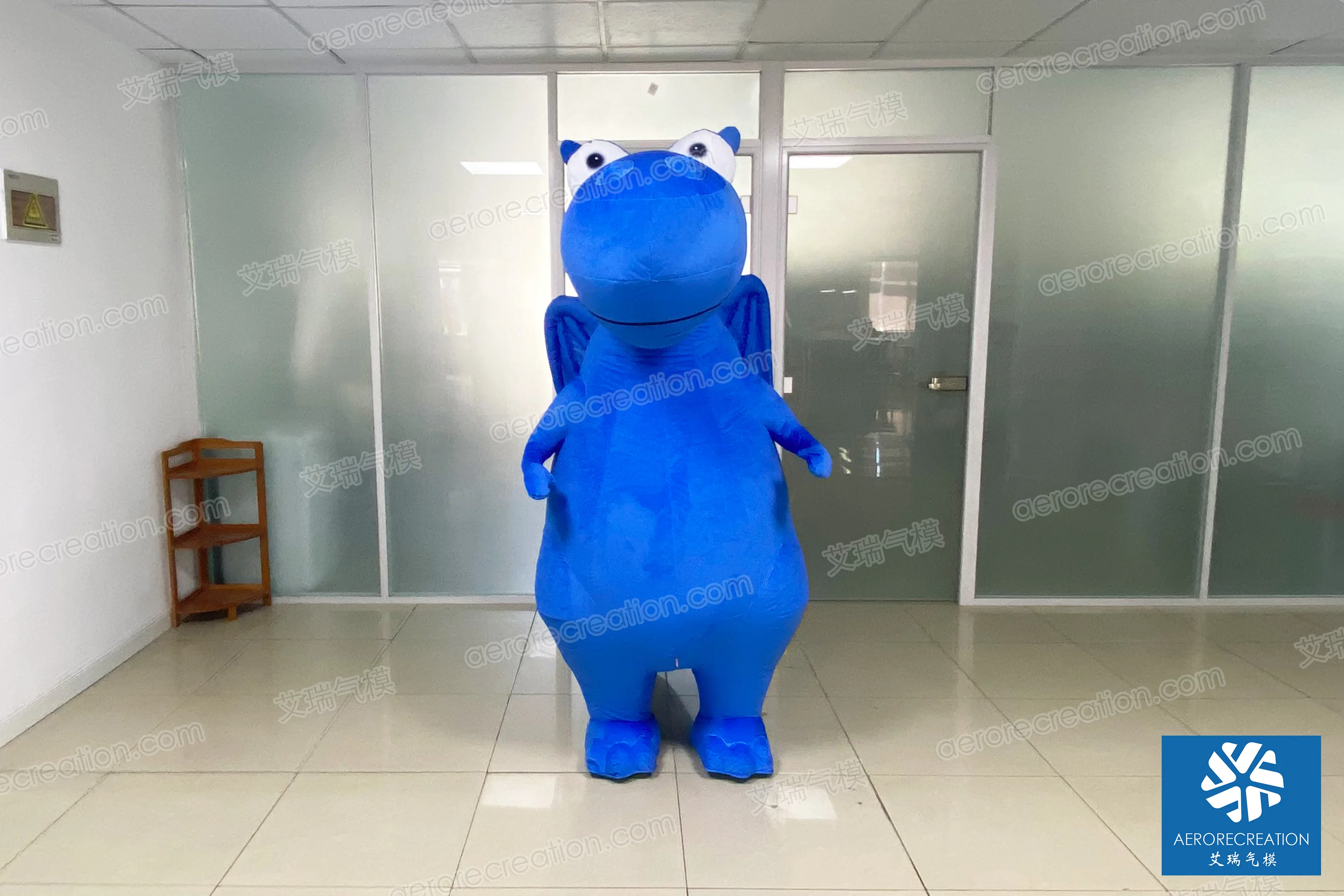 2.1m Advertising Giant Cartoon Dinosaur Inflatable Walking Costume Interactive Moving Dragon Mascot