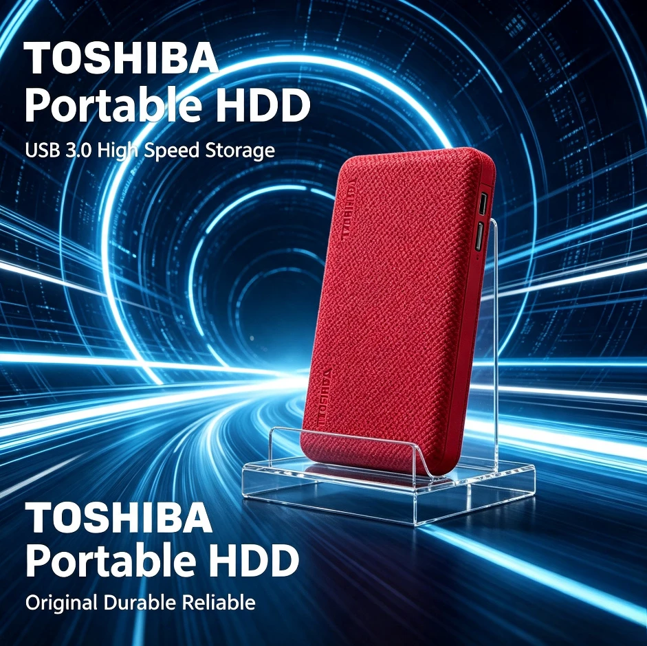 [Brand+]  Toshiba V10 Red Portable External Hard Drive USB3.0 Mobile HDD Storage Disk for Laptop Desktop PC File Data Backup