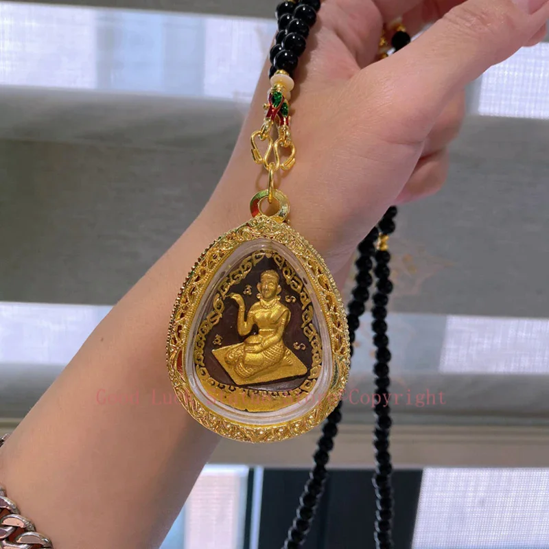 

Asia Thailand Geomantic omen master Efficacious Love career GOOD LUCK Goddess of wealth Nang Kwak Buddha Pendant symbol talisman