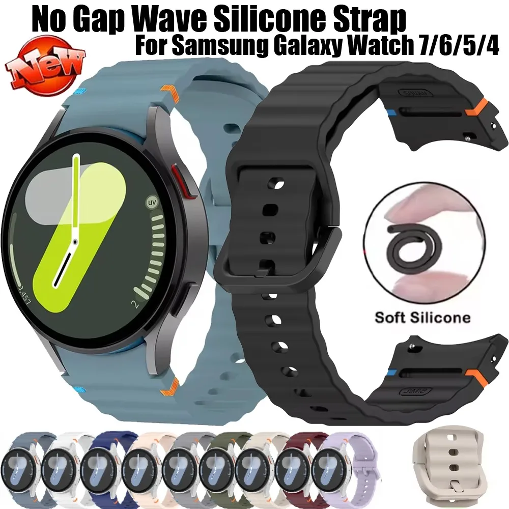 Offizielles Wave Silikonarmband für Samsung Galaxy Watch 7/6/5/4 44mm 40mm 5 Pro Weiches Komfortables Gewebtes Armband Watch 6 Classic 47mm 43mm
