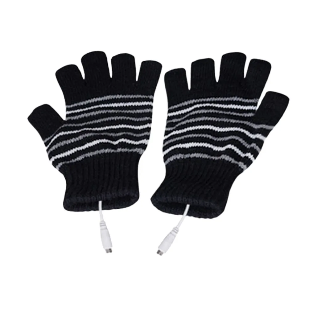 

1 Pair 5V Usb Powered Heated Electric Gloves Winter Half Finger Mittens Plug Play Hand Warmers Fast Heating Energy Saving Soft