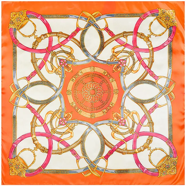 90cm European Imitation Silk Square Headscarf Belt Print Scarf Women's Shawl Bandana Female Head Hijabs