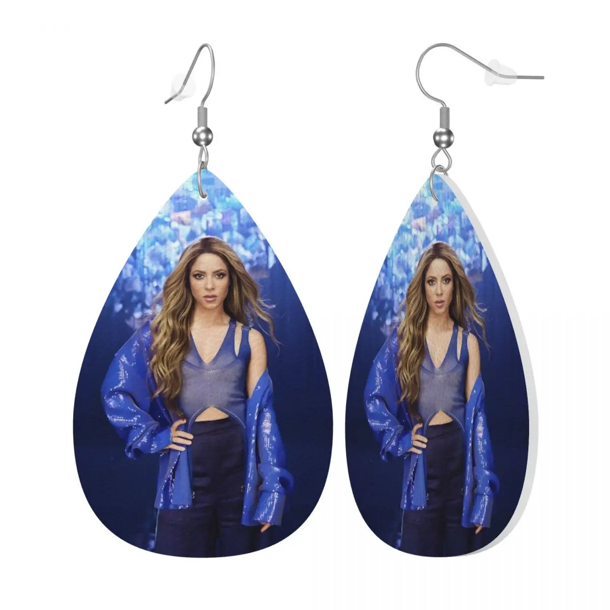 Custom Shakira Singer Star Leather Teardrop Earrings for Women Leather Earrings Songs Music Lightweight for Parties Holidays