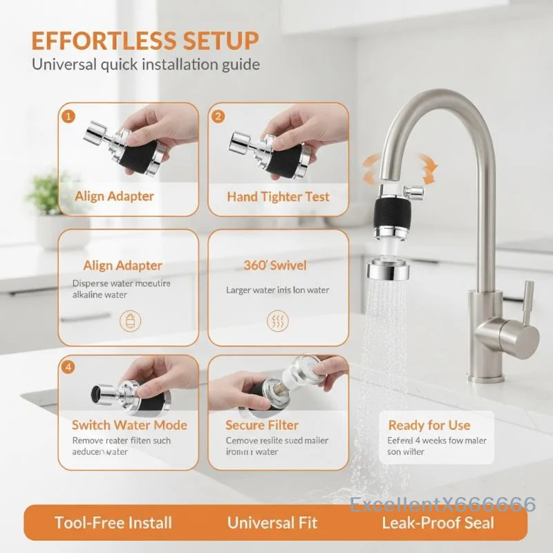 3 Spray Modes Faucet Sprayer 360° Rotating Splash Proof Pressurized Filter Water Saver for Home Kitchen Hand Washing