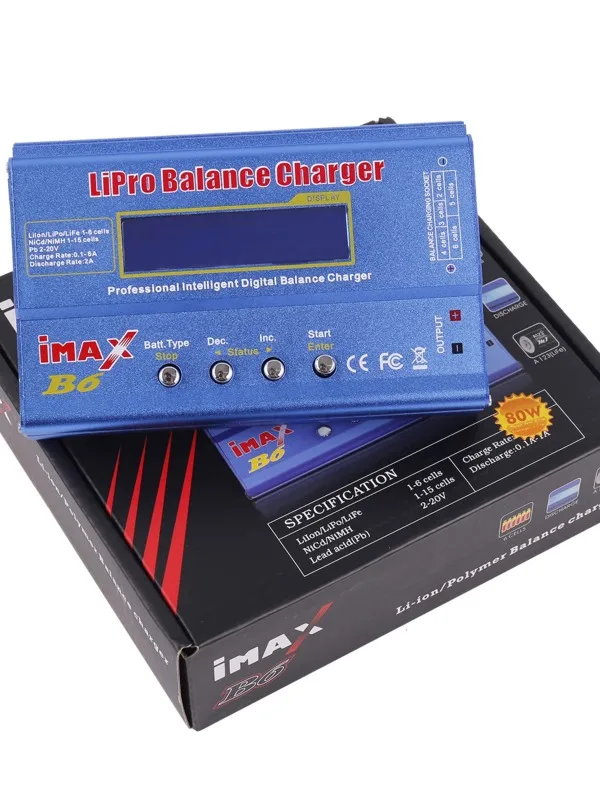 80W B6 balanced charger for aircraft model, multi-functional lithium battery, complete set with wiring and charging board