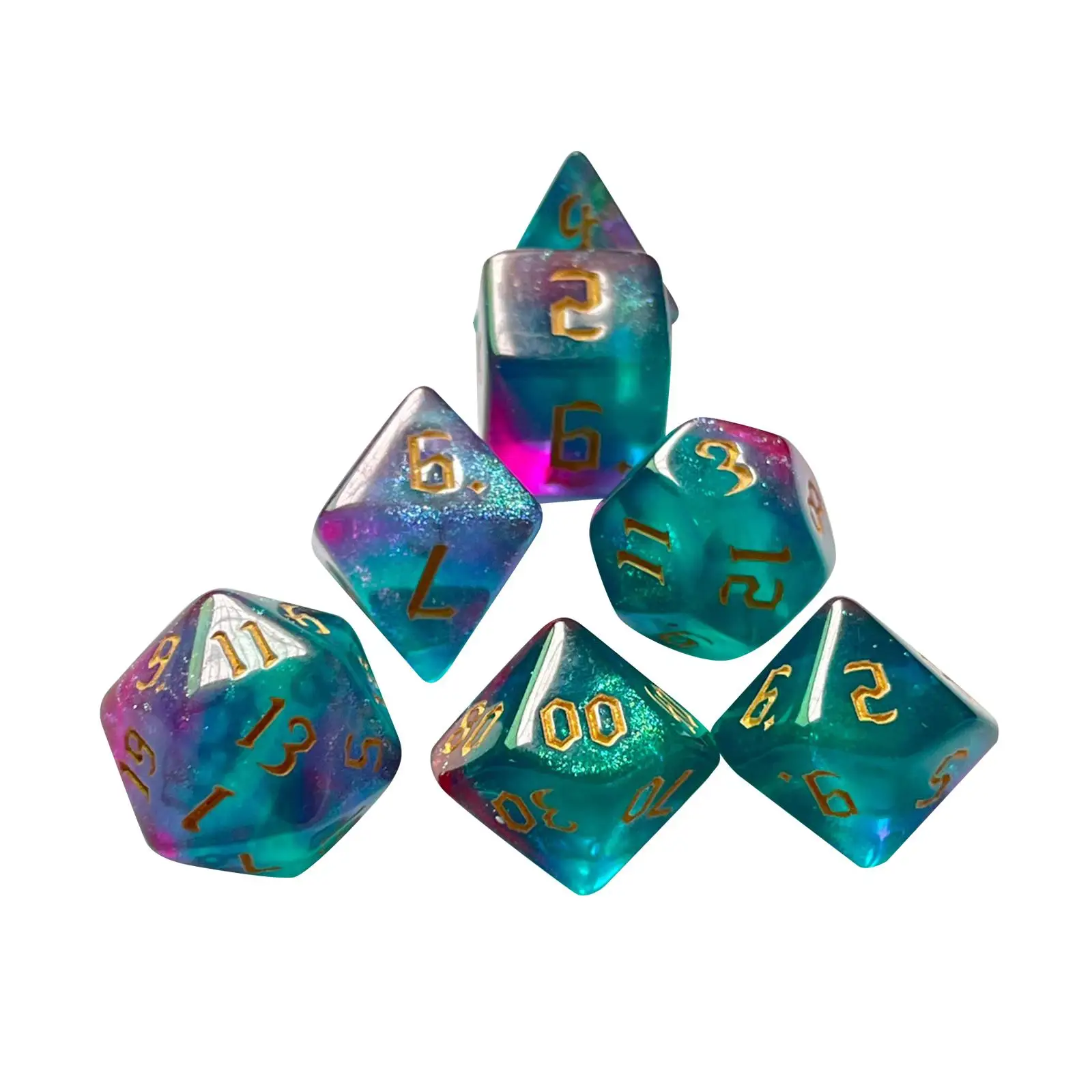 7x Set dadu polihedron akrilik, mainan permainan pesta, permainan peran