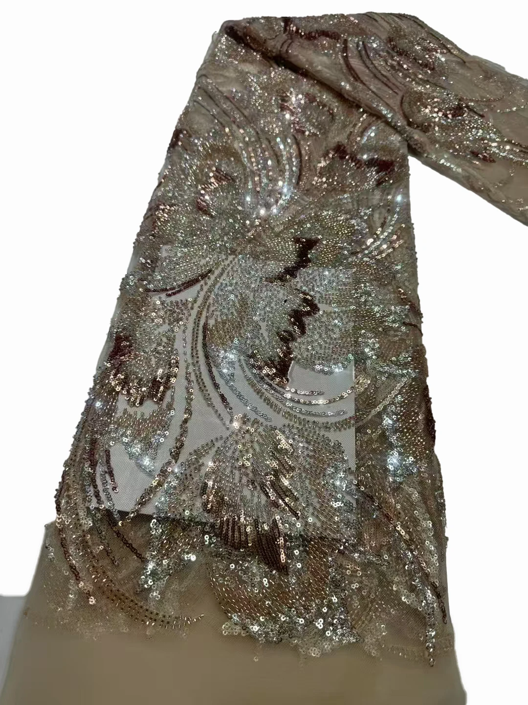 

Europe and the United States new heavy bead tube sequins embroidered lace, fashion wedding dress dress sequin fabrics