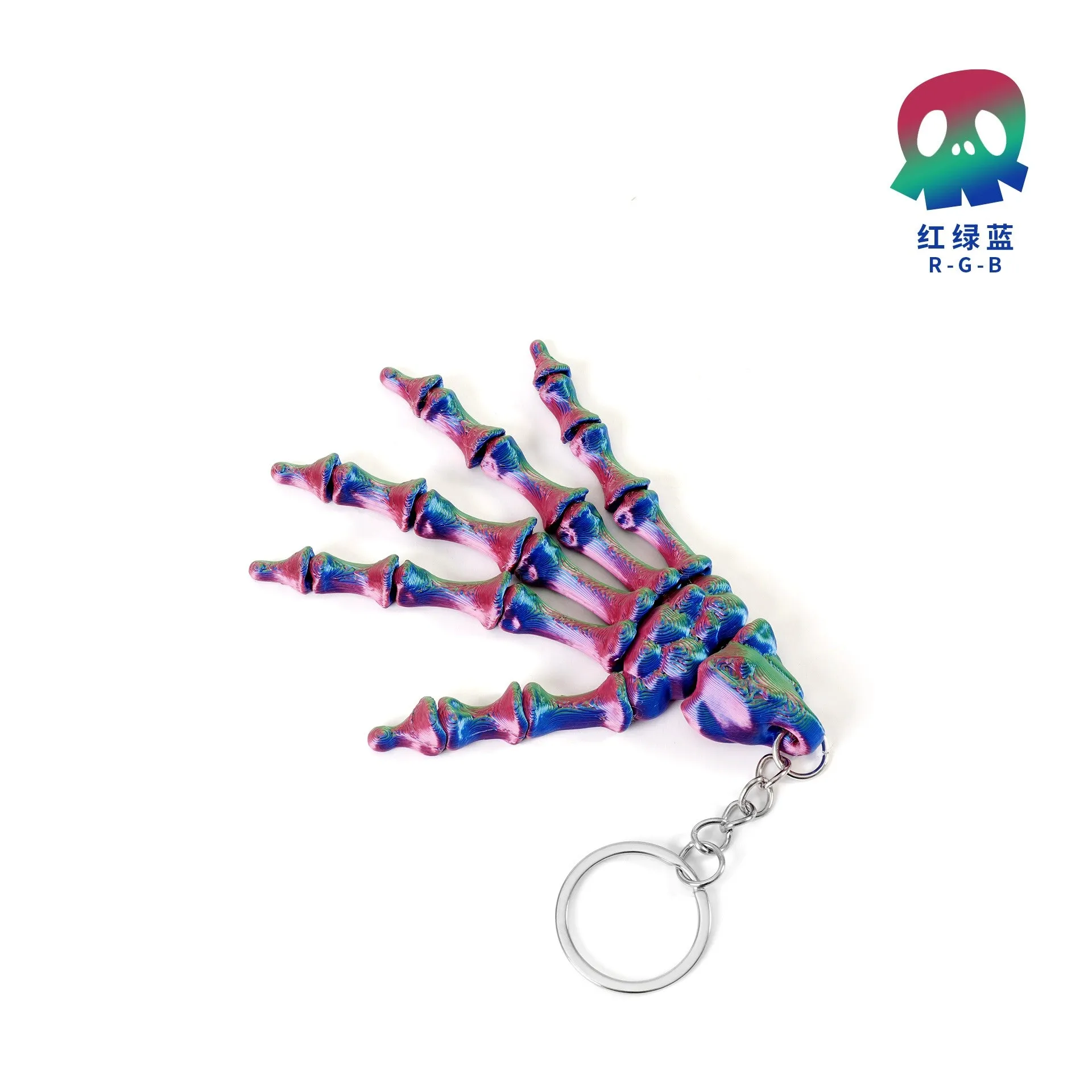 

1pc 3D Printed Movable Skeleton Keychain Hand Joint Model Flexible Articulated Palm Figurine Collectible Creative Handmade Color