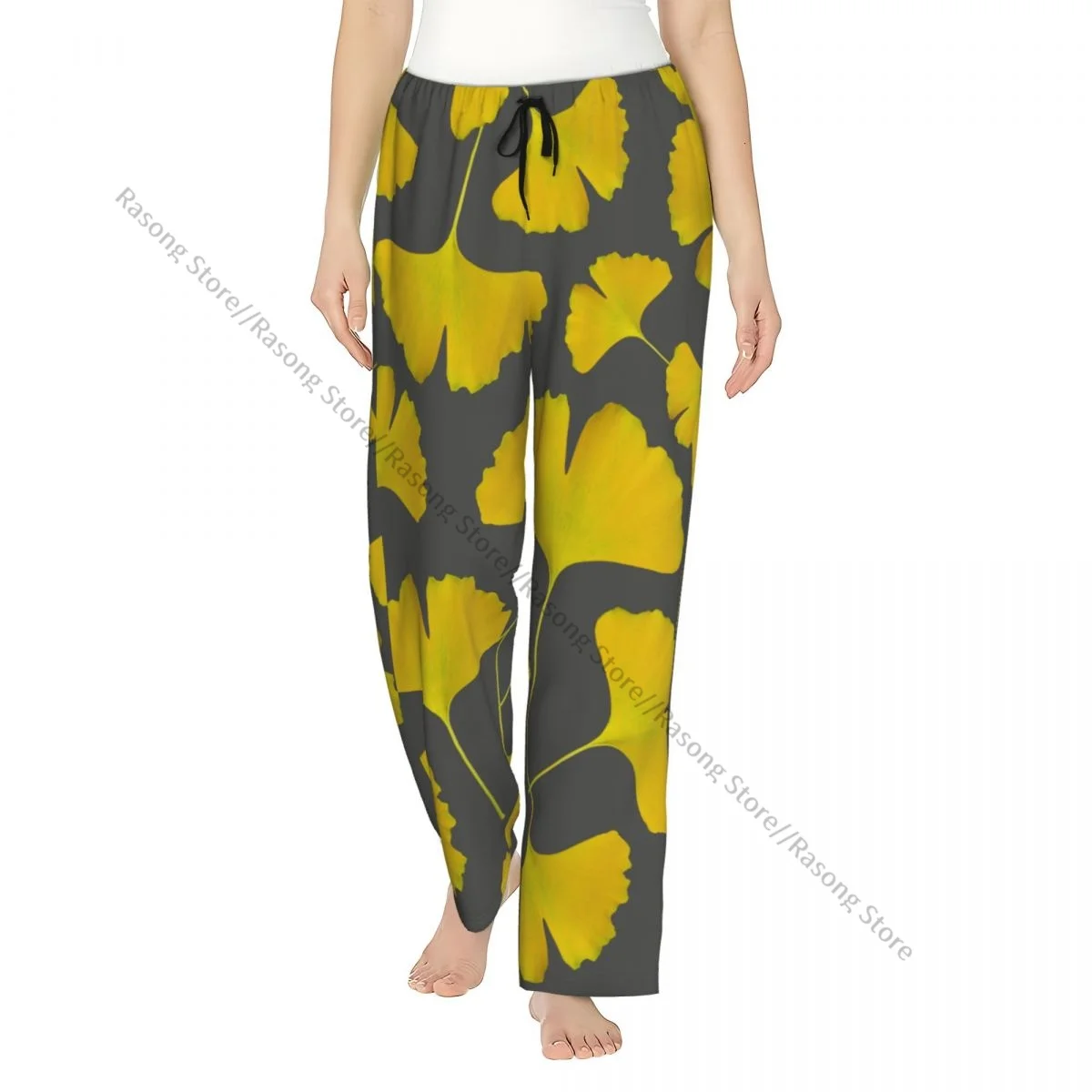 

Warm Women Pajama Pants Ginkgo Biloba Sleep Bottoms Soft Loungewear
