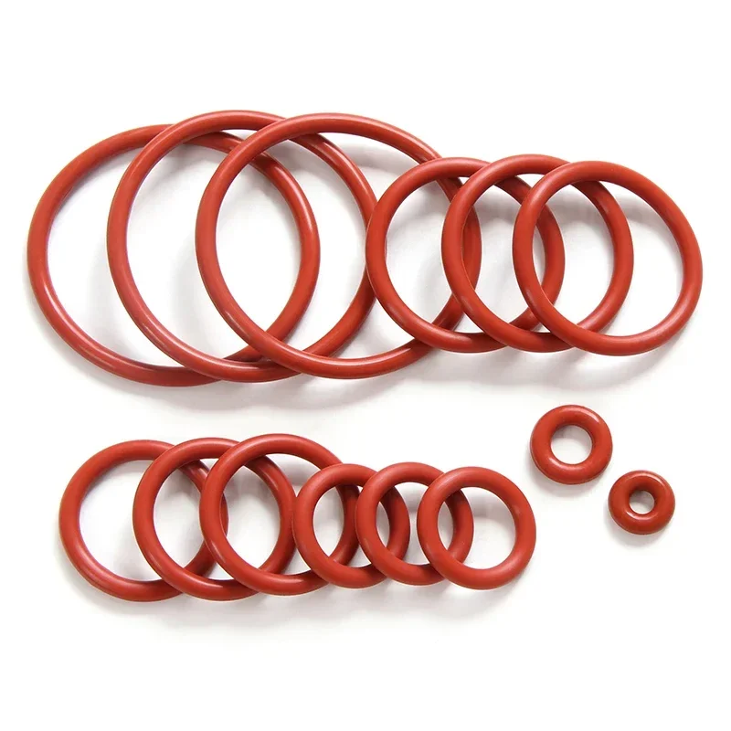 10pcs VMQ O Ring Red Gasket Thickness CS 5mm OD 15mm ~ 150mm Waterproof Washer Round O Shape Silicone Ring Food Grade