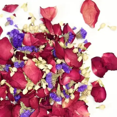 Dried Flower Petals for Wedding Send Off Biodegradable Confetti in Blue Red and White Dried Rose Petals 3.5OZ EcoFriendly Flowe