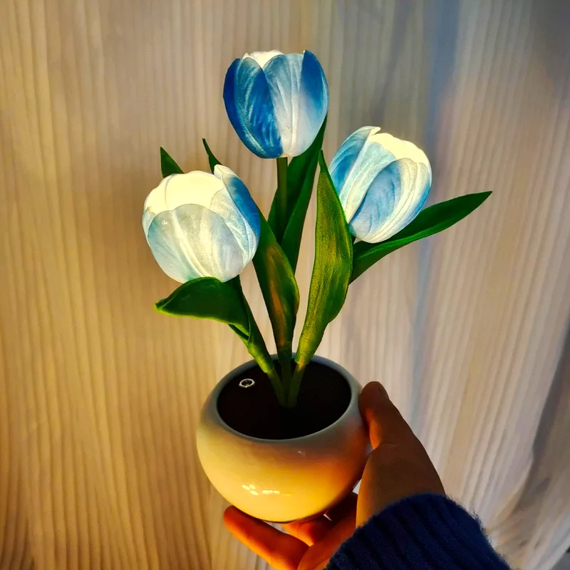 USB Rechargeable Tulip Night Light LED Simulation Flower Creative Table Light Decoration Bedroom Decoration Atmosphere Light