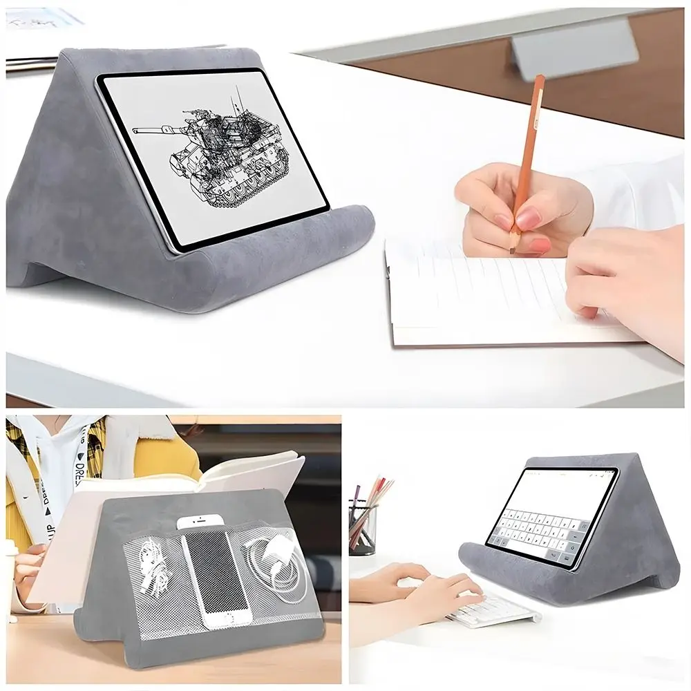 Pillow-type Tablet Phone Holder Multifunctional With Storage Bag Mobile Phone Accessories Upgrade Suede Sponge Holder