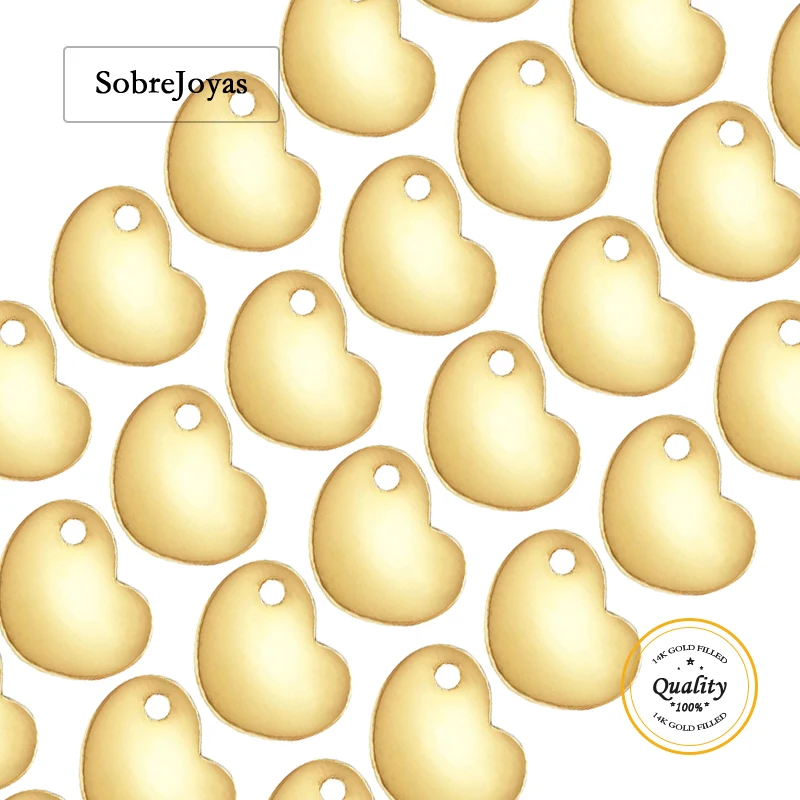 

Подвеска-сердце с наполнителем из 14-каратного золота с одним и двойным отверстием для изготовления ювелирных изделий своими руками