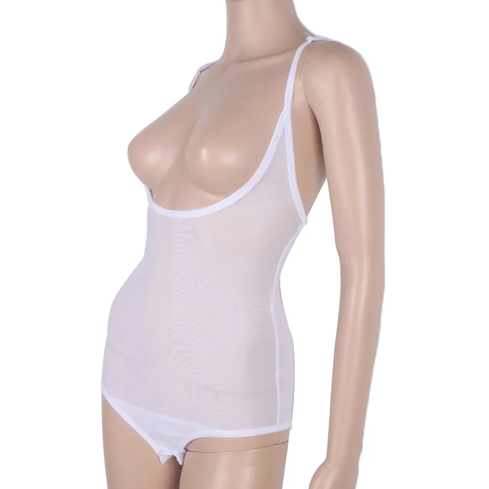 Vrouwen Danskleding Mouwloze Kleding Rekbare Mesh Top Borst Ondersteuning Bodysuit Bodembuik Maillots