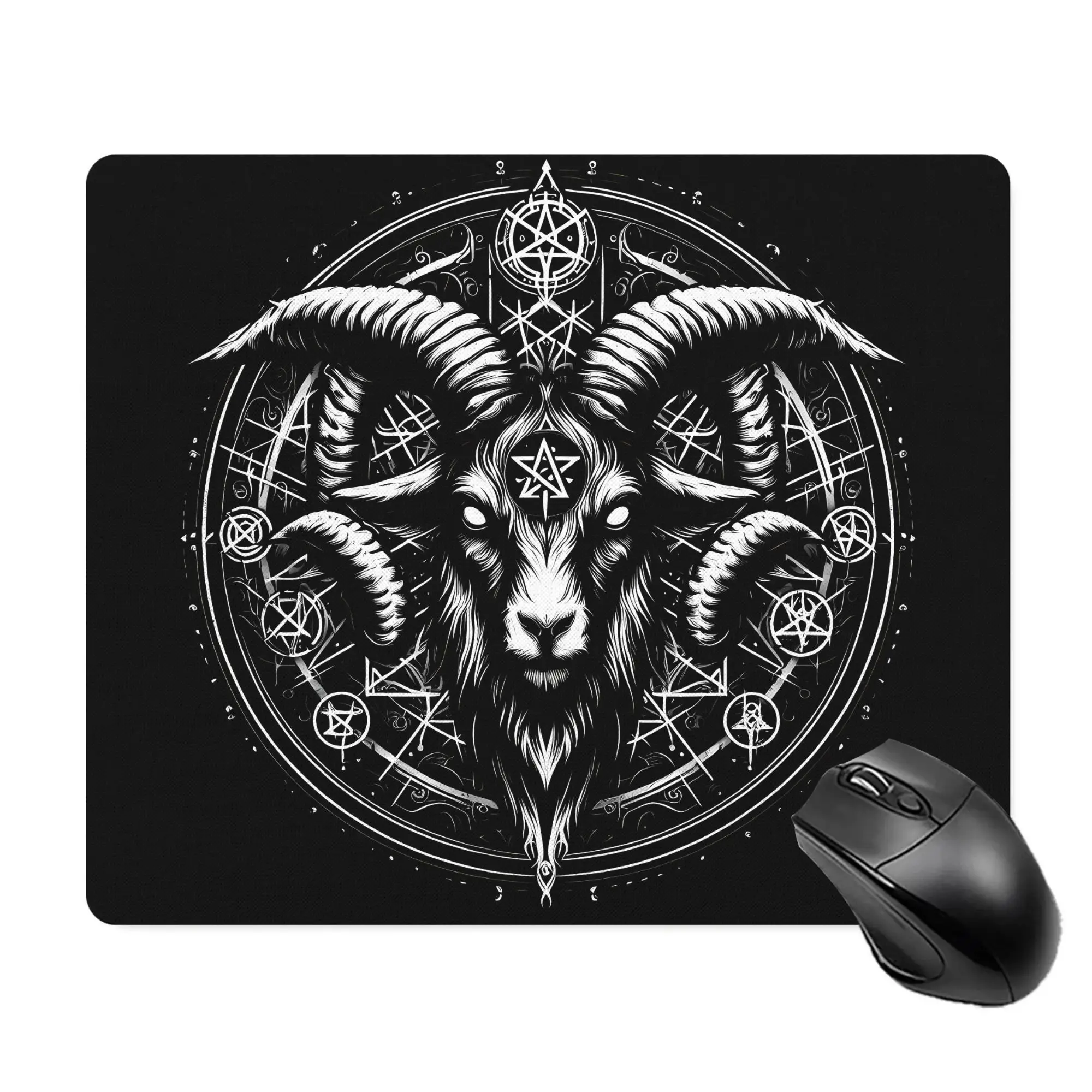 CIFBUY 2D Printed Baphomet Goat Head Mouse Pad Versatile and Practical for Gaming Office and Travel Small Gaming Keyboard Pad