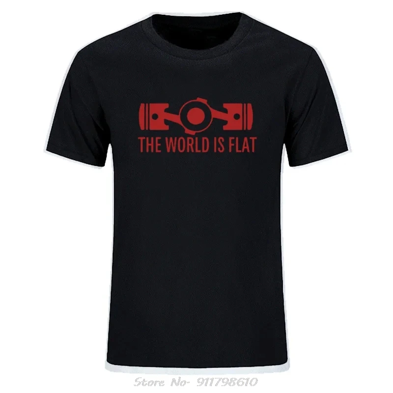 Asian Size New Summer The World Is Flat Engine T Shirt Short Sleeve Custom T-shirt Style Men Cotton TShirt Streetwear Tees
