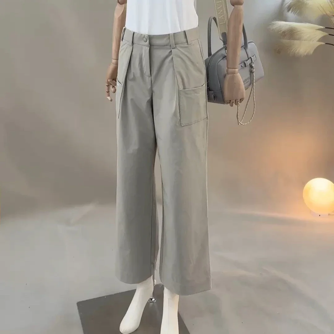 Women's Golf Wide Leg Pants 2026 Fall New Korean Style Letter Print Trendy Outdoor Sporty Breathable Lightweight Stretch Soft UV