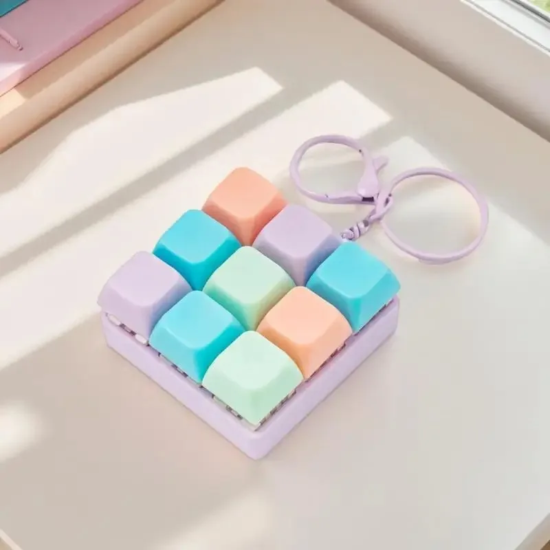 Keychain Button Artifact Nine Toys Explosion Button Russian Cube Stress Relieving Finger Keyboard Game Keychain