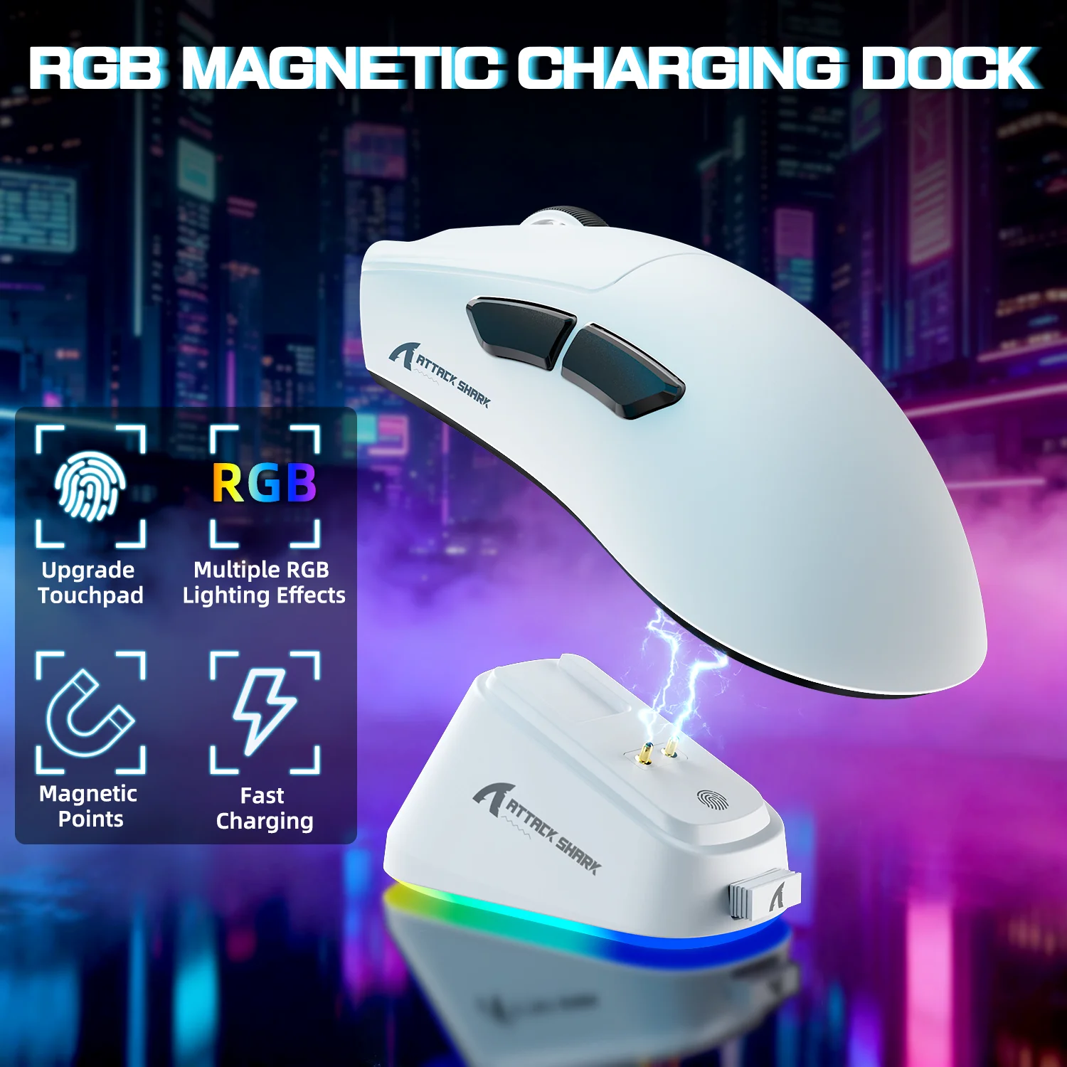 Attack Shark V3 PRO 62g Superlight Wireless Gaming Mouse,RGB Charging Dock,BK52820 Tri-Mode BT/2.4G Wireless/Wired Mo