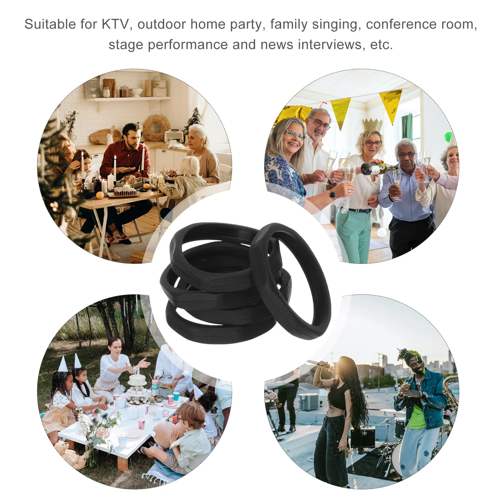 

5pcs Microphone Anti- Plastic Protection Non-slip Holder Covers KTV Party Singing Conference Stage News Interviews