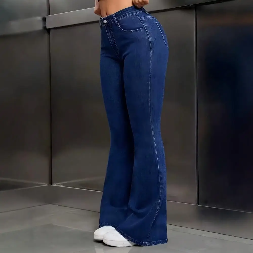 2026 Summer Women Flare Jeans Slim Fit High Waist Denim Pants Elegant Casual Trousers