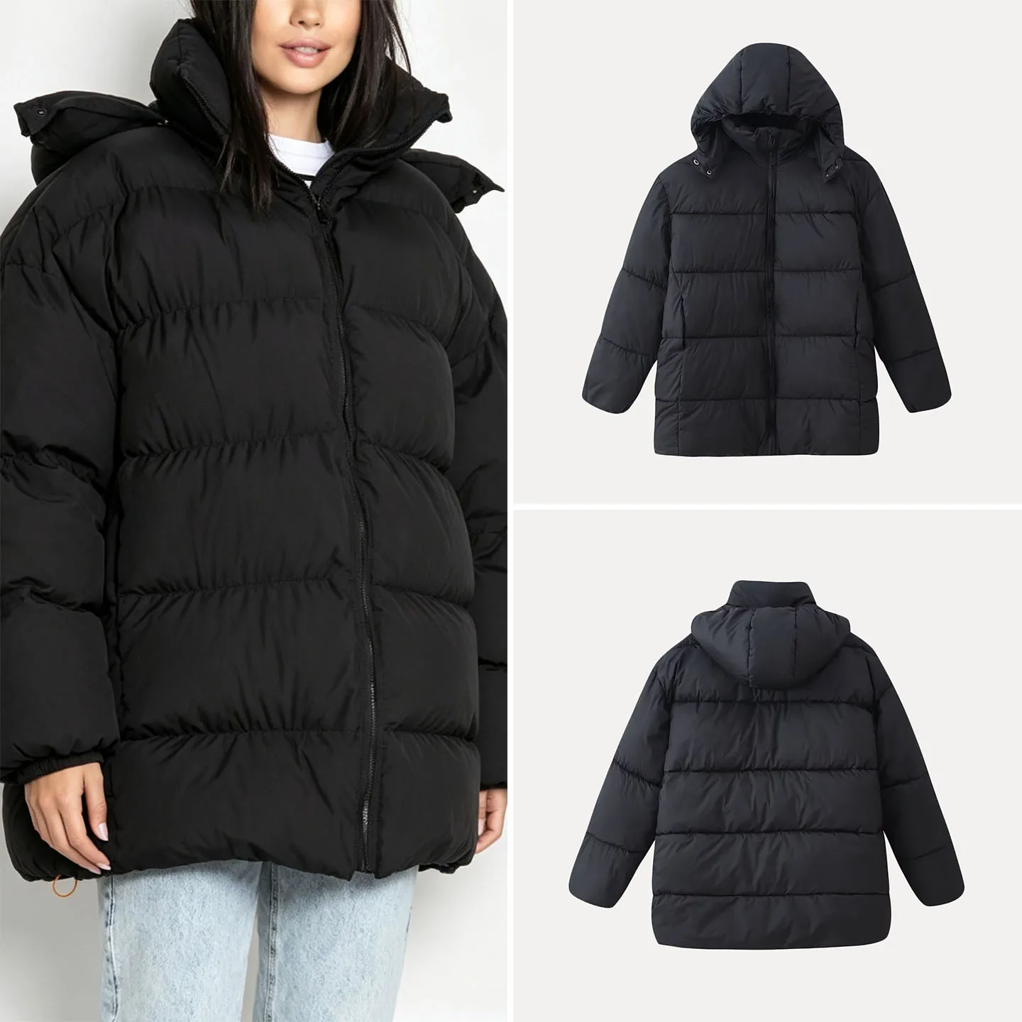 Women's Fashionable Casual Hooded Zipper Loose Outerwear Autumn 2026 New Arrival Standard Fit Short Coat by ZADATA