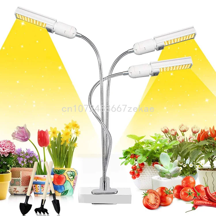 Indoor plant growth lamp 3 head corn lamp Timer Switch Modes Sunlight Bulbs Replaceable LED full spectrum Grow Light