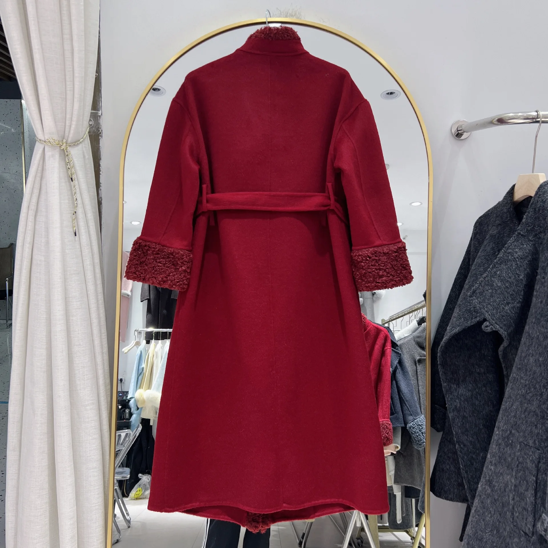 Manteau en cachemire double face pour femme, automne/hiver 2026, manteau en laine moyen à long, manteau en mélange de petites fibres parfumées, coupe-vent