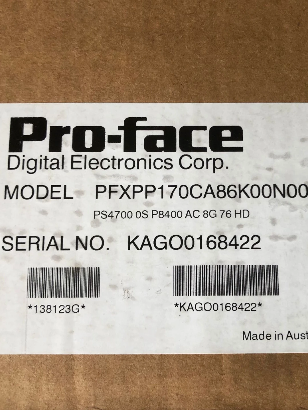 Pro-face Profis Industrial Computer Screen PFXPP170CA86K00N00 Original Spot Bargaining