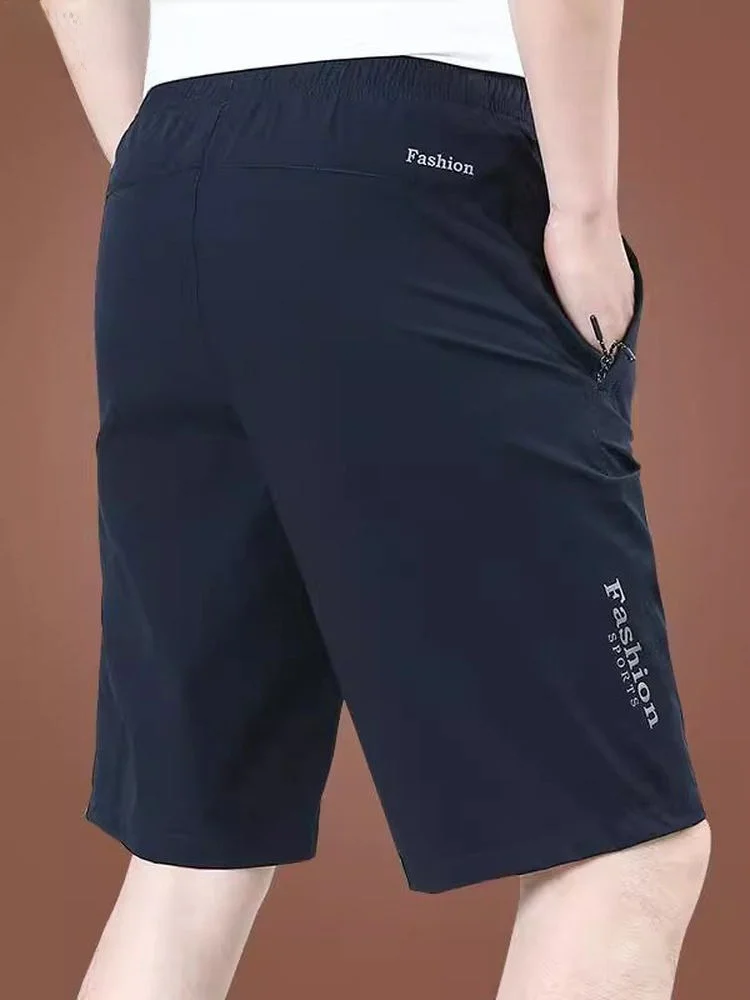 

Мужские шорты из высококачественного ледяного шелка: летние, тонкие, быстросохнущие, для спорта и повседневной носки, для активного отдыха, длиной до колена, модные, в городском стиле