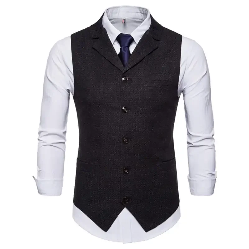 

2023 Spring and Autumn New Men's Suit Collar Single Breasted Casual Vest Large Suit Vest Coat