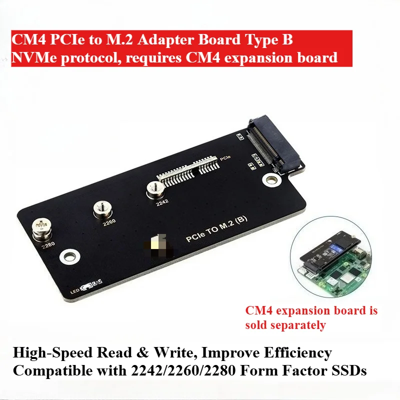 1PCS PCIe To M.2 Adapter Card NVMe Protocol M.2 SSD High Speed Read Write for CM4